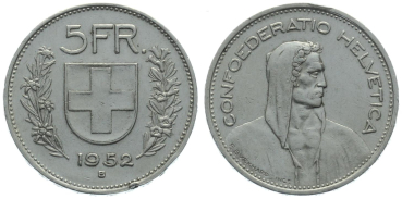 5 Franken 1952 B seltenes Jahr